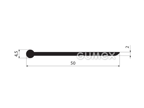 Gumový profil tvaru "I", 50x4,5/2mm, 70°ShA, EPDM, -40°C/+100°C, čierny